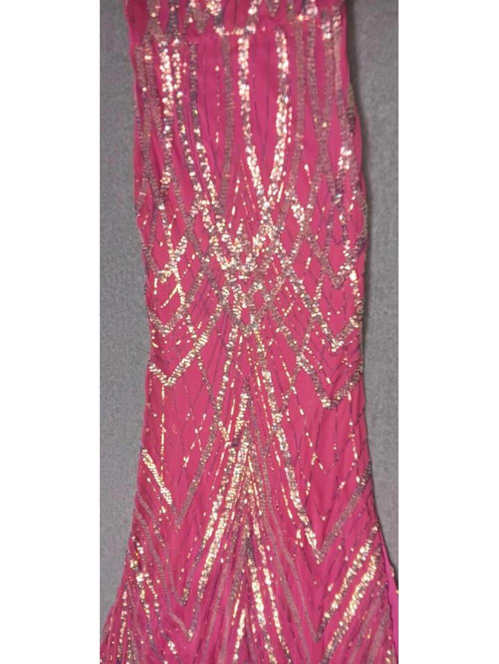 Banjul Sequin Mermaid Fit And Flare Maxi Dress Womens Size Small Pink With Rose - Picture 9 of 12